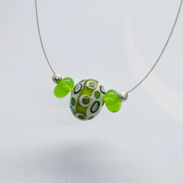 collier perle de verre de murano sur cable argent