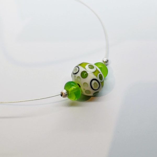 Collier en perle de verre de murano, perles argent et cable argent