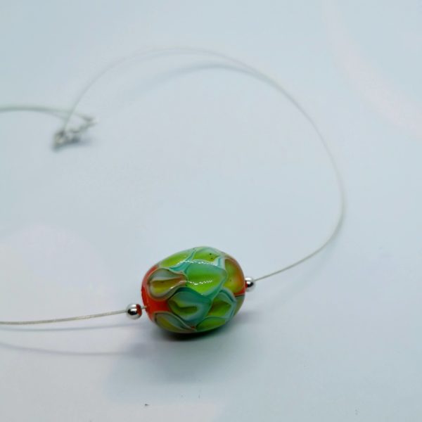 Perle verre de murano sur cable argent