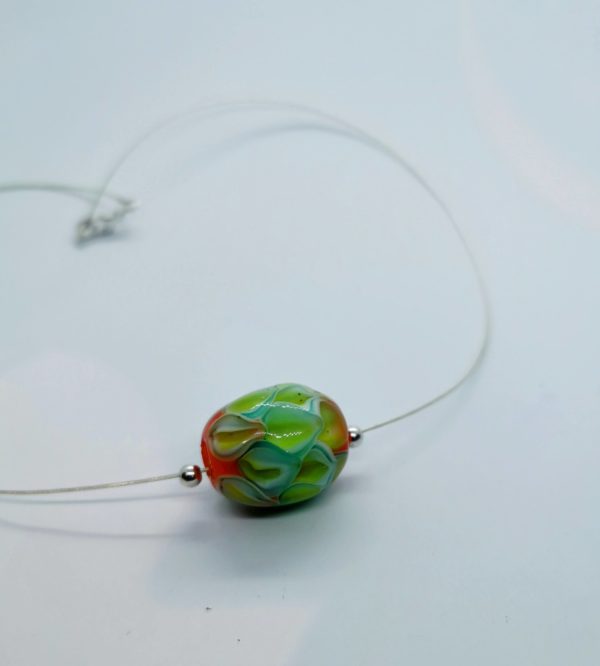 Perle verre de murano sur cable argent