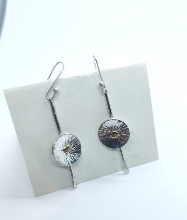 Boucles d'oreilles "Marguerite" argent et or – Image 2