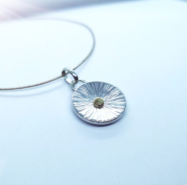 Pendentif rond en argent et or massif collection "vivace"