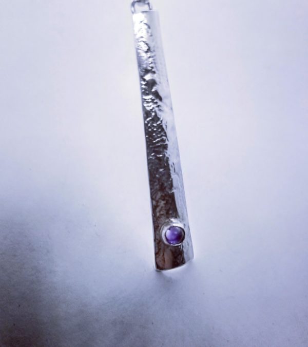 Pendentif "impression dentelle" argent et améthyste – Image 3