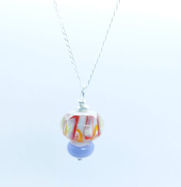 Pendentif perle de verre et argent