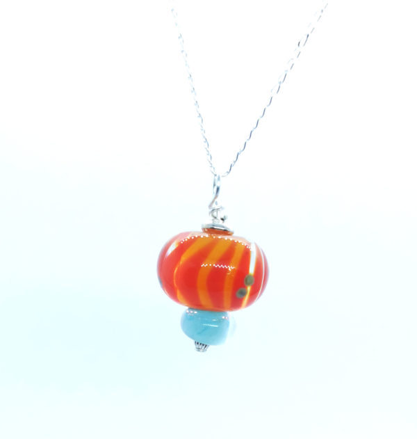 Pendentif perle de verre et argent