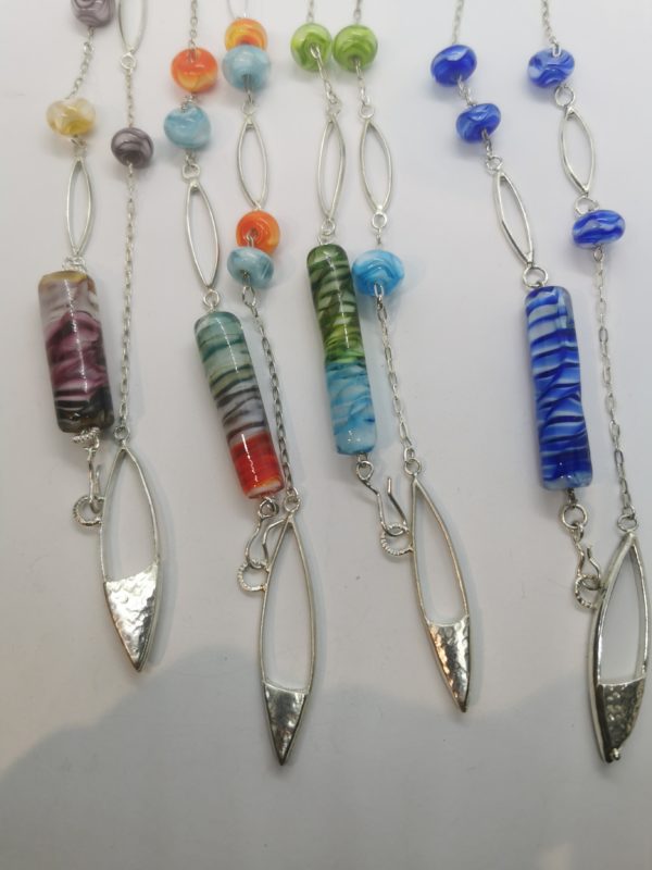 Sautoir argent et perles de verre de Murano "fish & ocean" - couché du soleil 1 – Image 2
