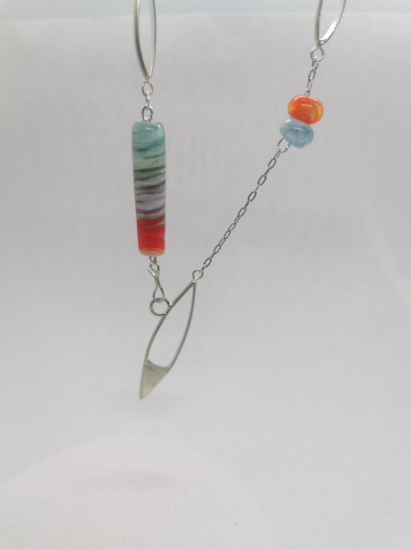 Sautoir argent et perles de verre de Murano "fish & ocean" - couché du soleil 1 – Image 4
