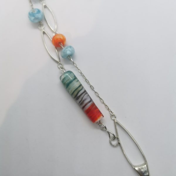 Sautoir argent et perles de verre de Murano "fish & ocean" - couché du soleil 1