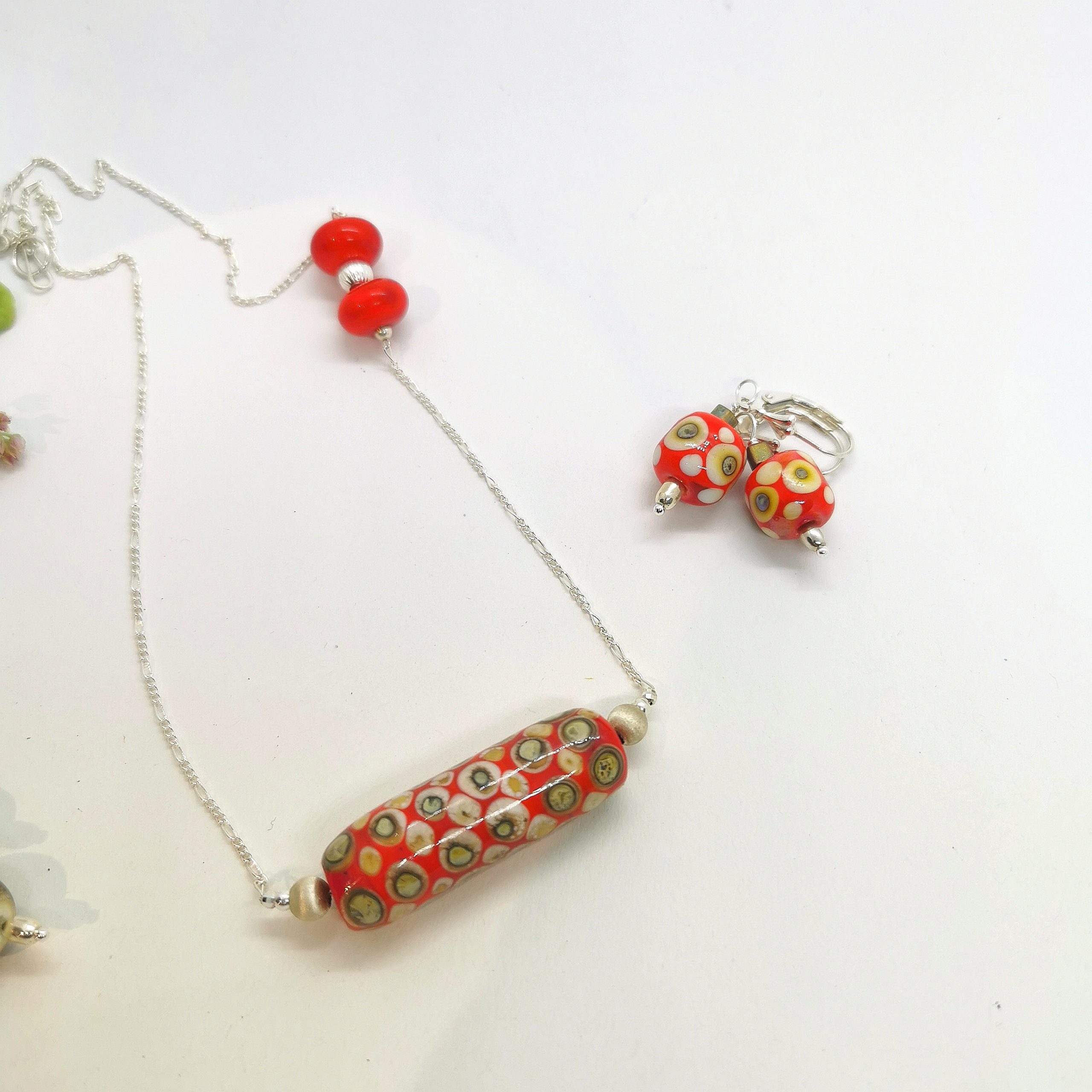 Collier perles de verre au chalumeau et argent – Image 2