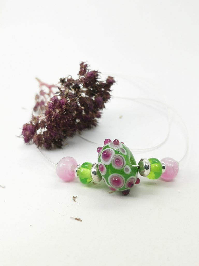 Collier Verre De Murano Quartz Fumé - Chaîne Argent Création Unique - Neuf Sans Emballage