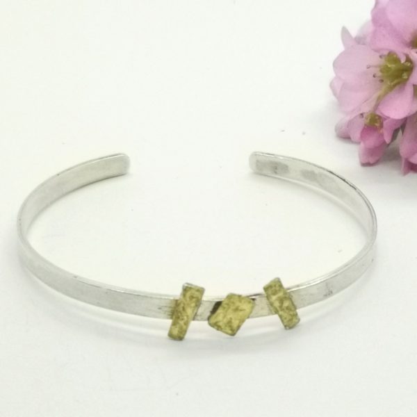 Bracelet argent et barrettes feuilles d'or "Orée" – Image 2