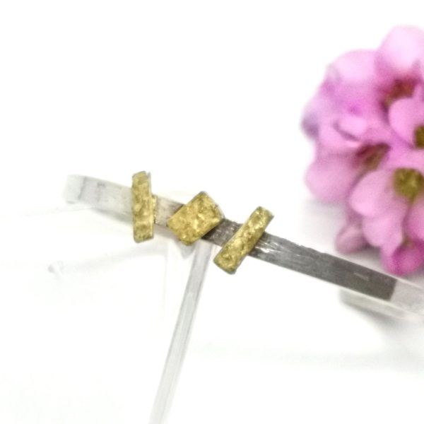 Bracelet argent et barrettes feuilles d'or "Orée" – Image 3