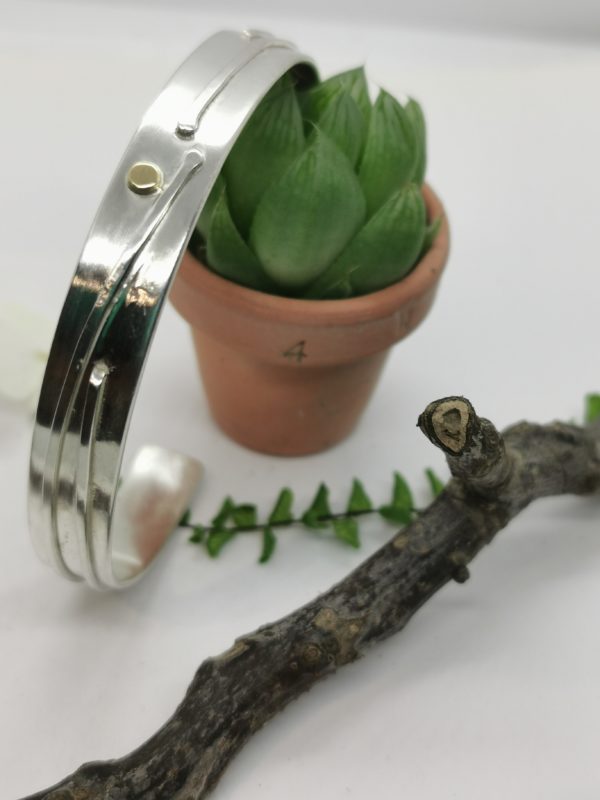 Bracelet manchette argent et or pour lui ou elle collection "lien" – Image 2