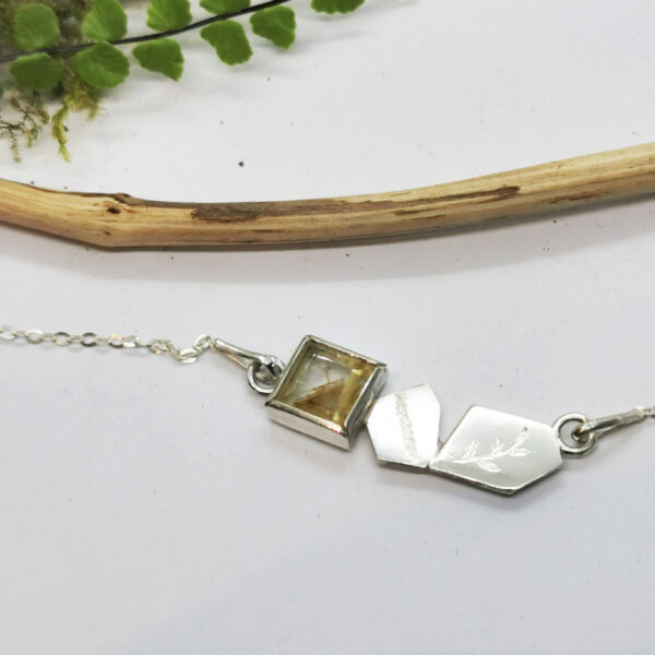 Collier argent et pierre agathe rutile