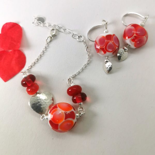 Bracelet "amour de perle" argent 925 et perles de verre de murano rouge – Image 2