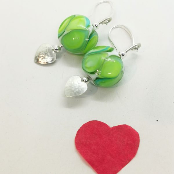 Boucles d'oreilles "amour de perle" argent et verre de murano