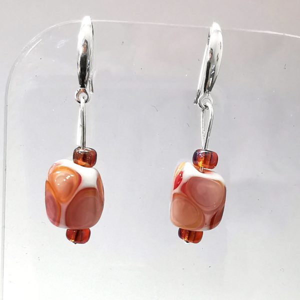 Boucles d'oreilles argent et verre de Murano "éclats framboise" – Image 6