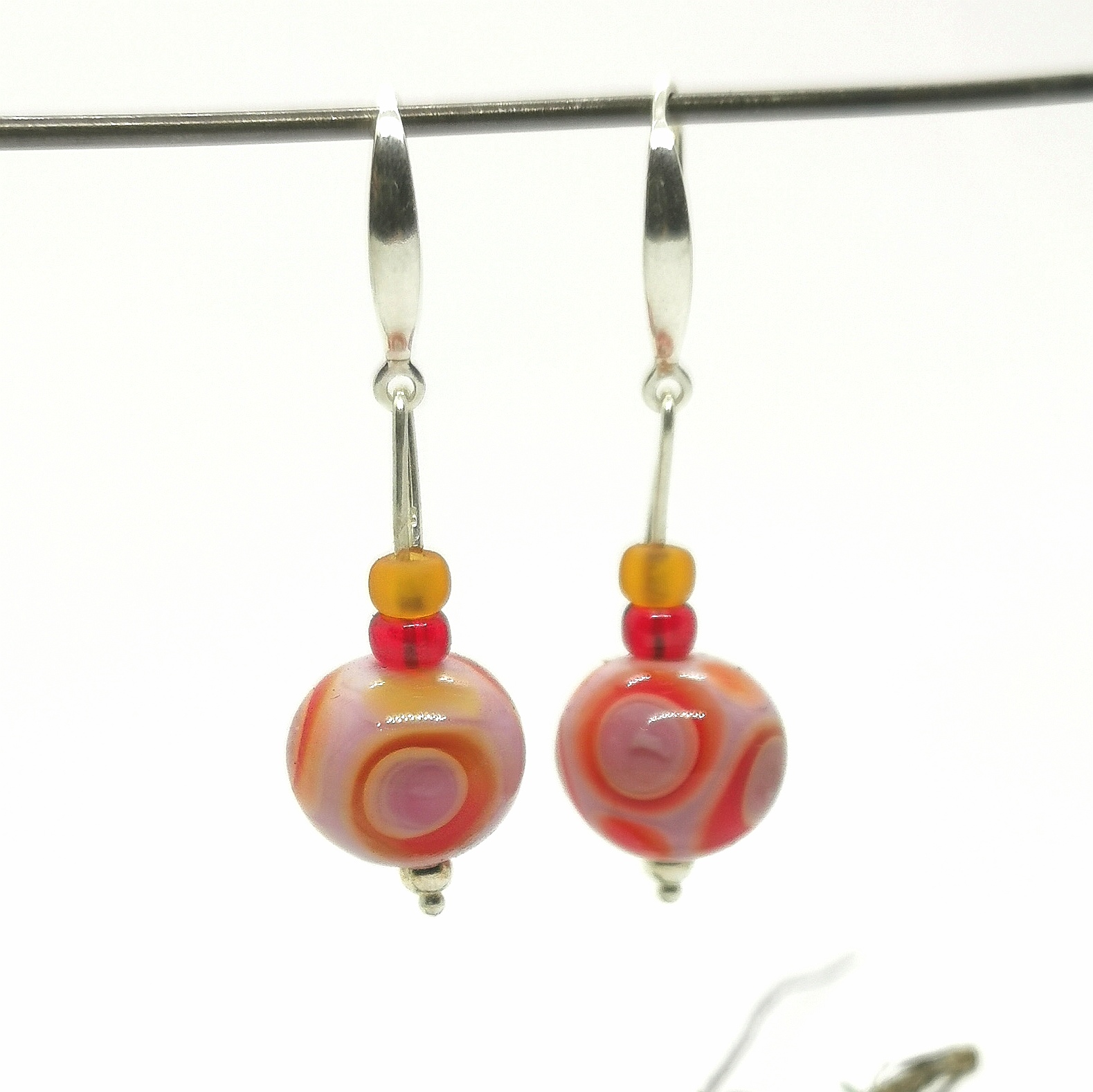Boucles d'oreilles pendante argent et verre de Murano